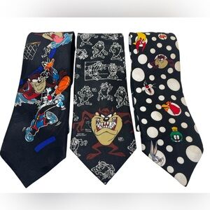 Vintage 90s Warner Bros. Multicolor Looney Tunes Mania Polyester 58” Neckties